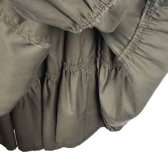 Cottagecore Boho Simple Fit Flare Olive Green Short Dress Summer TommyHilfiger 2 - Picture 5 of 12